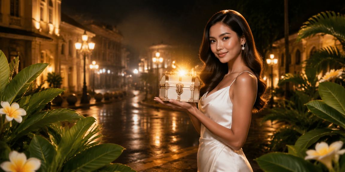 Model Vietnam tersenyum sambil melihat layar ponsel berisi permainan casino online